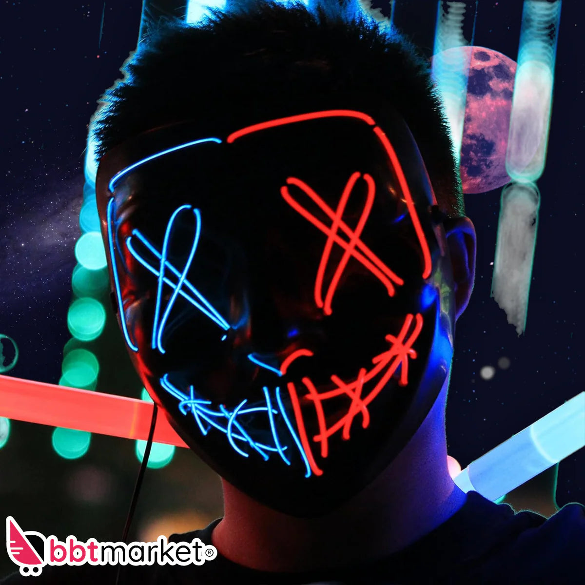 LED horror mask like from the Purge - Halloween horror disguise face mask 