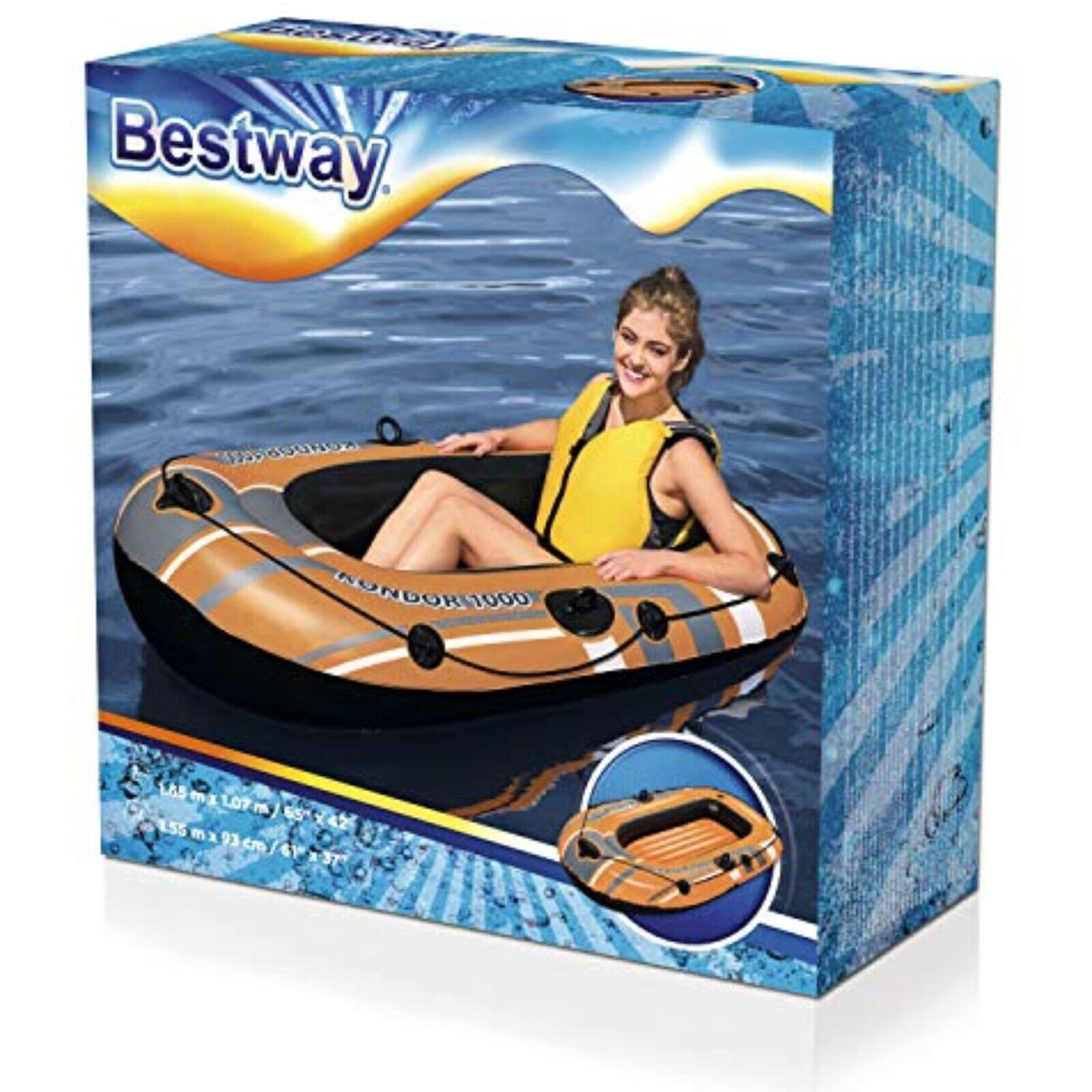 BESTWAY inflatable boat with 2 oars-155x93x30cm leisure boat paddle boat fishing boat 