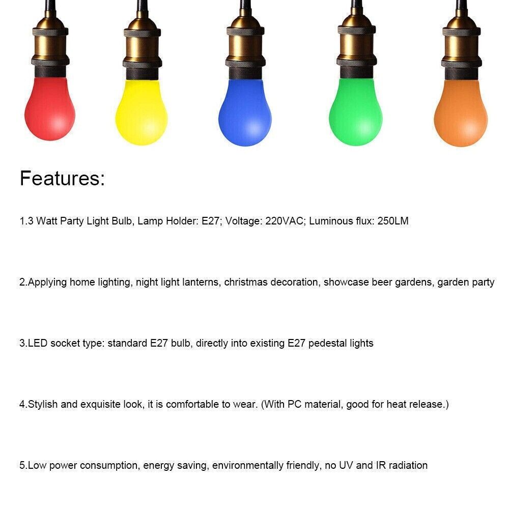 20x LED Glühbirnen E27 bunt 3W farbige Beleuchtung Party Garten