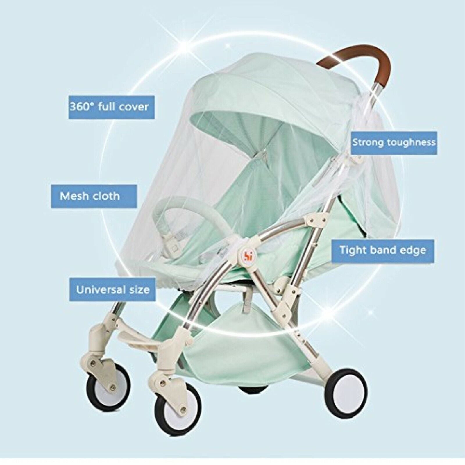 Universal Insektenschutz Mückennetz für Kinderwagen, Buggy, Autositz & Babybett – Atmungsaktives Moskitonetz