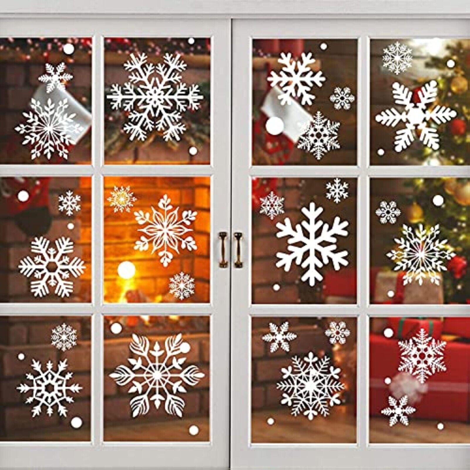 NEW! 154pcs Snowflake Window Decoration Christmas Window Stickers 