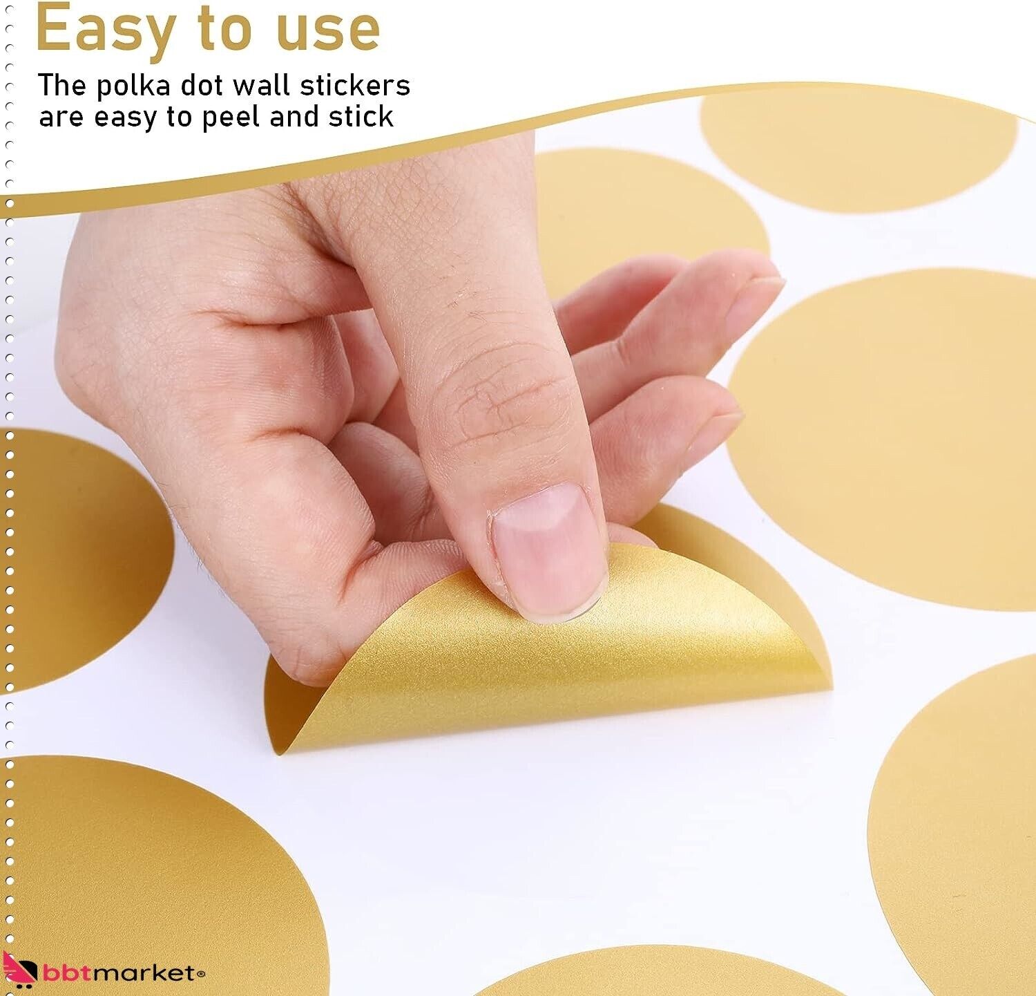 264 Stück Gold Punkte Wandaufkleber – PVC Wandtattoo Set in 4 Größen, Selbstklebende Dots für DIY Deko, Wände & Möbel