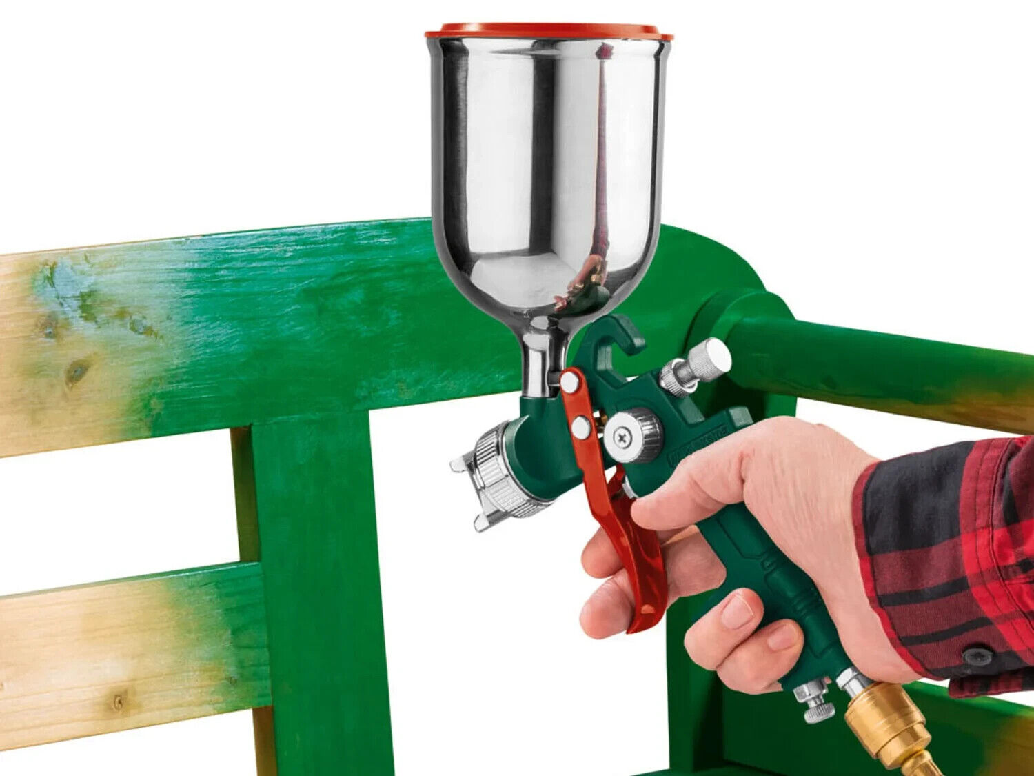 Parkside compressed air paint spray gun low pressure spray mist with ACCESSORIES 500 ml 