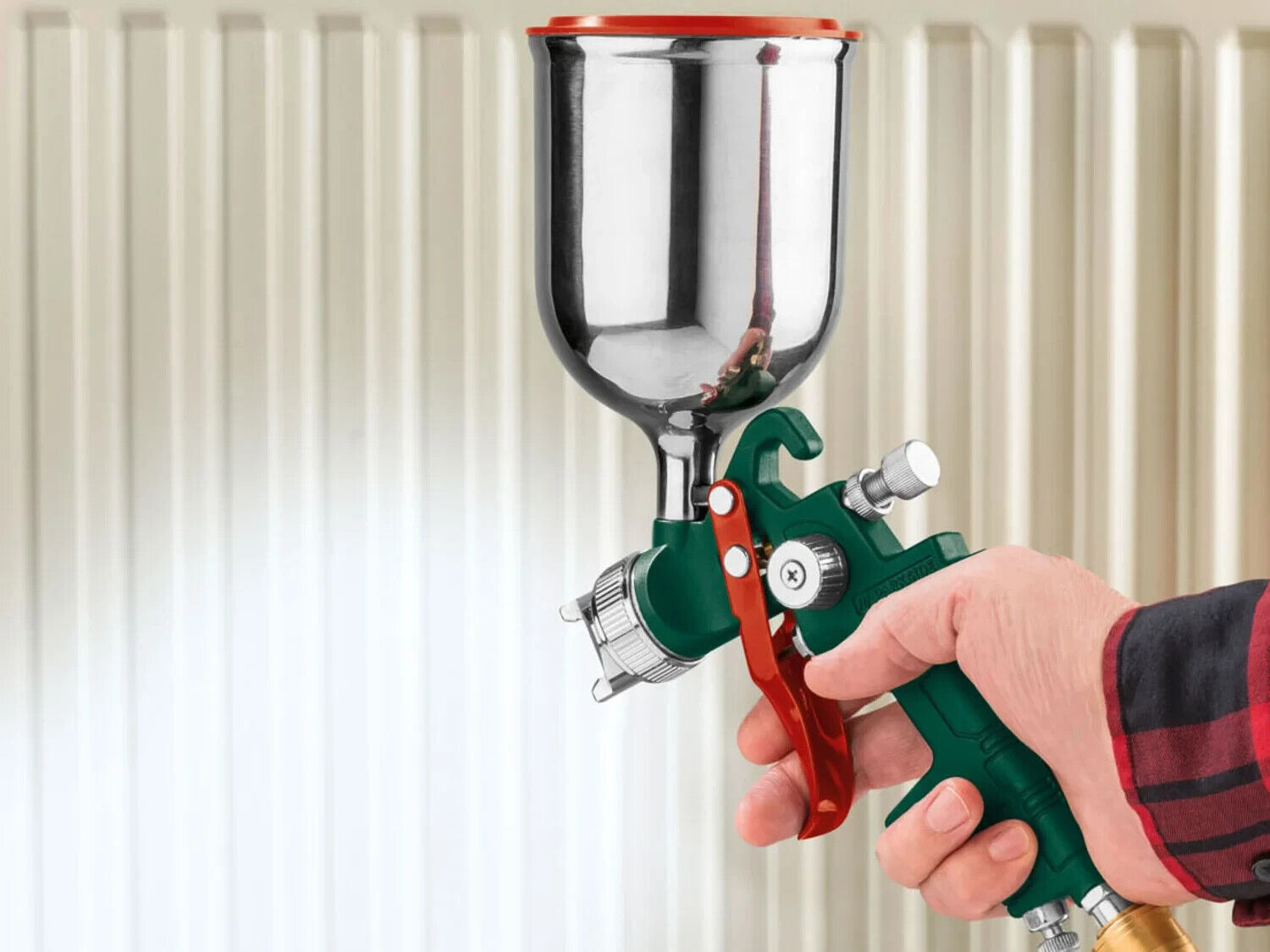 Parkside Druckluft Farbspritzpistole Niederdruck Sprühnebel mit ZUBEHÖR 500 ml