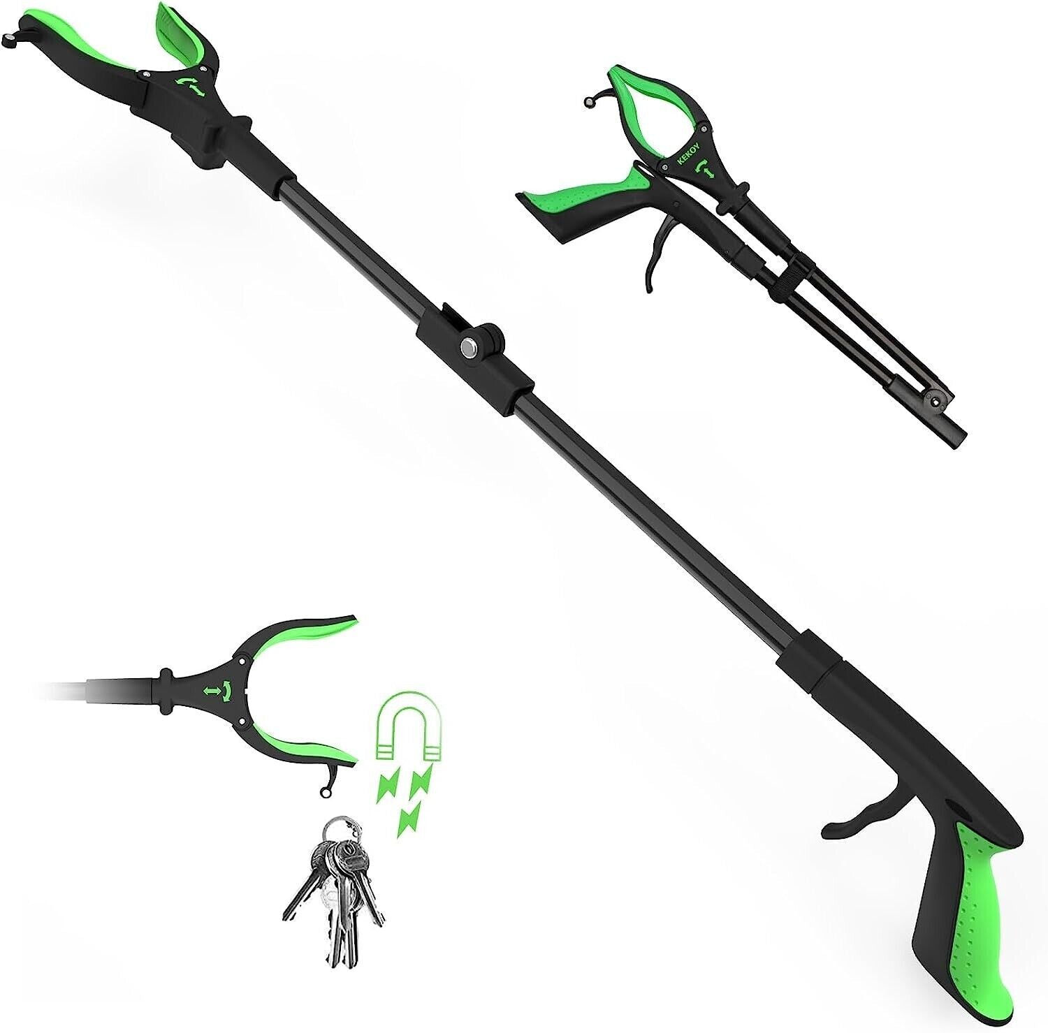 Foldable 80cm grabber gripper aid garbage tongs waste tongs grabber arm with LED light 