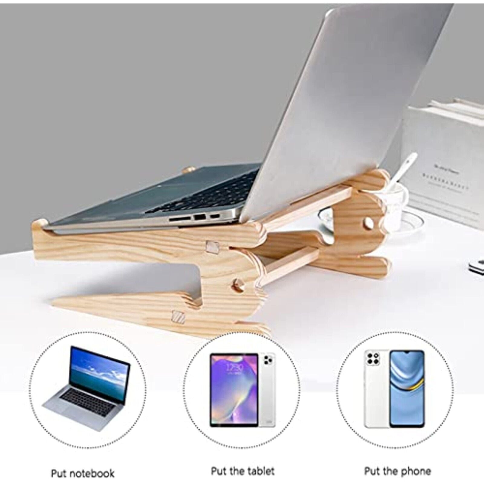 Laptop stand wood, laptop holder, notebook stand, Macbook, laptop stand