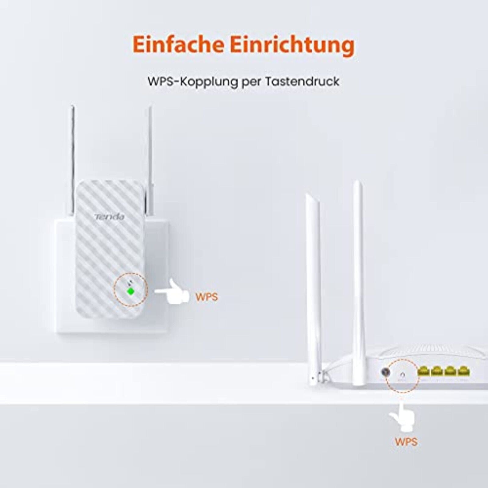 Tenda A9 N300 Universal WiFi Amplifier Repeater 300Mbps 2* 3 dBi Antennas White 