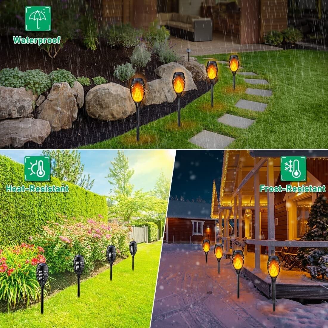 Solar lamps for outdoor garden, 6 pieces solar torches for outdoors flickering