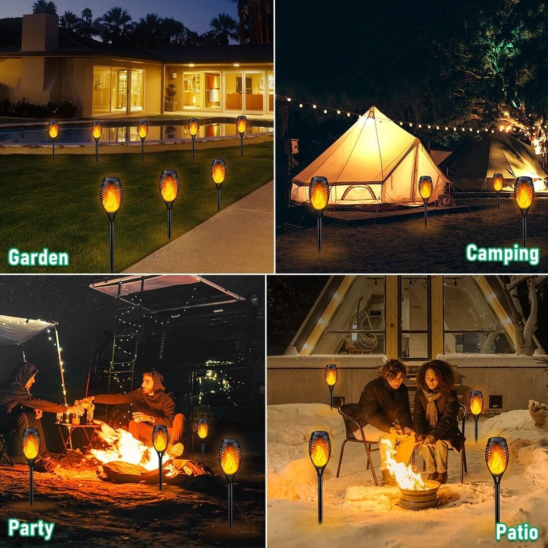 Solar lamps for outdoor garden, 6 pieces solar torches for outdoors flickering