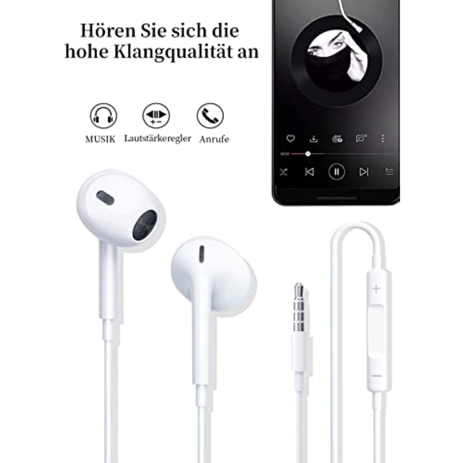 Earpods Kopfhörer für iPhone iPod iPad Headset, Klinke 3,5 mm In-Ear Neuware