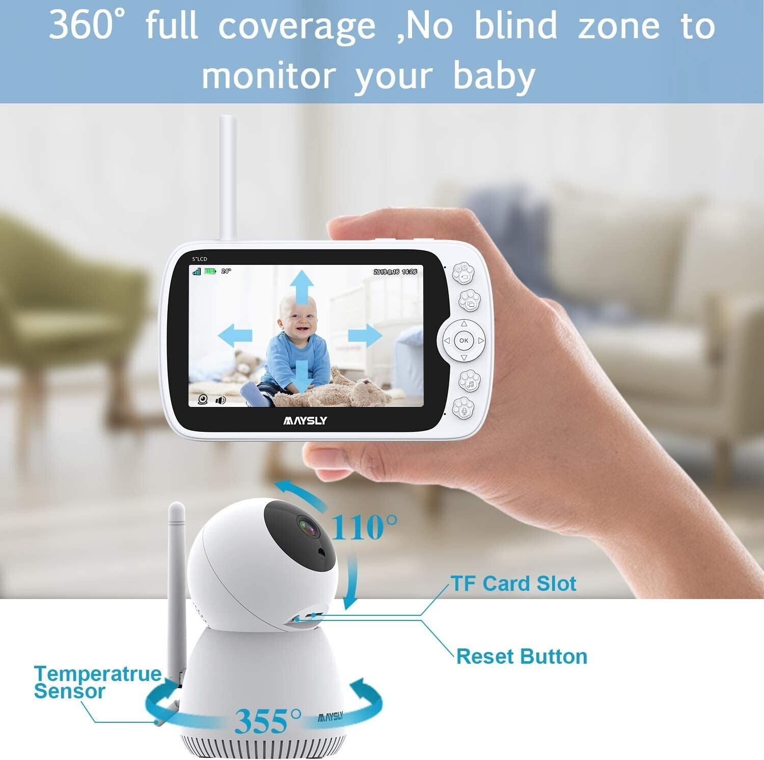 Digitales Babyphone Babyfone Mit Wlan 1080p Kamera Nachtsicht Reichweite