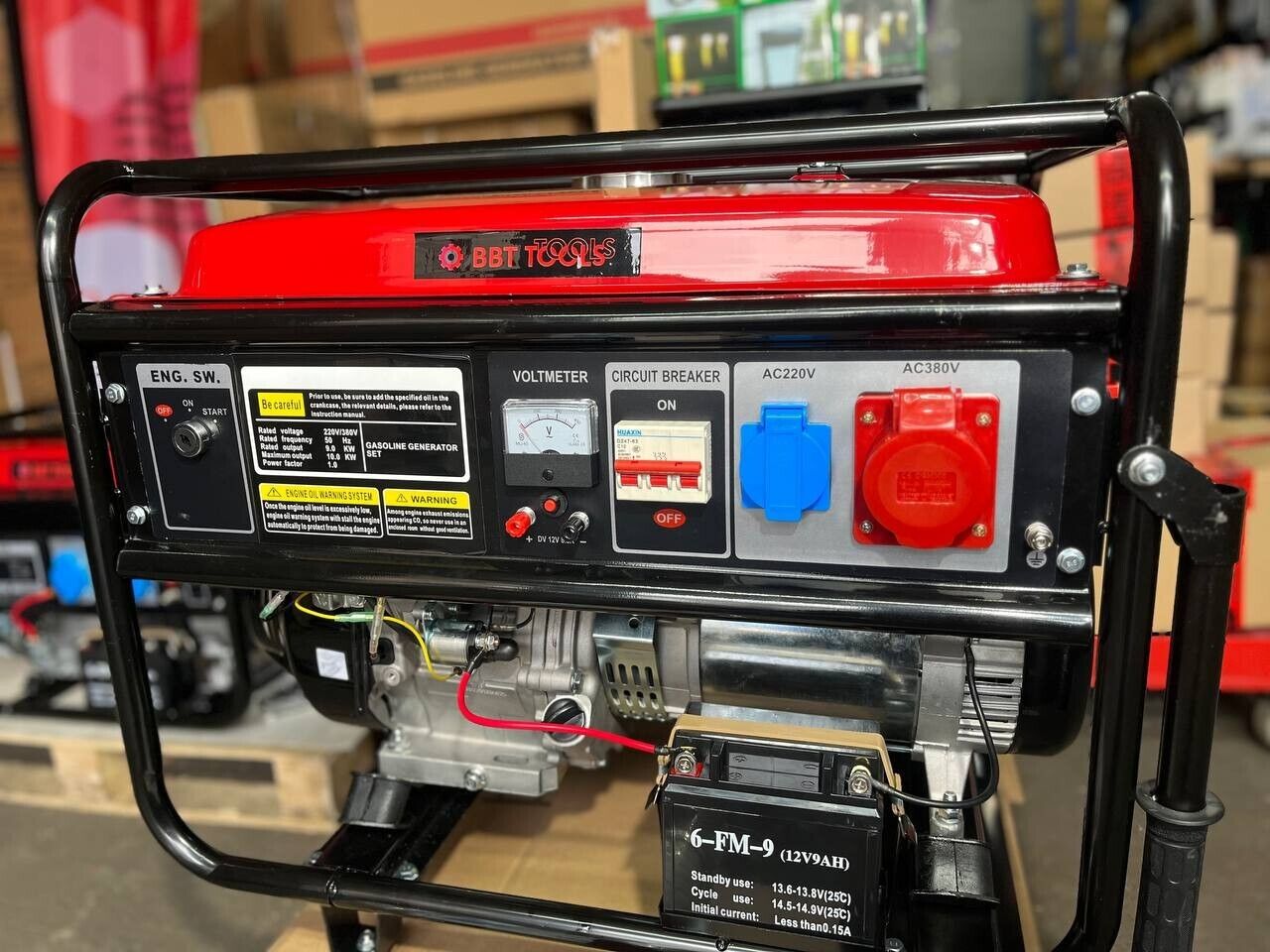 Benzin Stromerzeuger 9 kW – 380V Dreiphasen Notstromaggregat, langlebig & leistungsstark