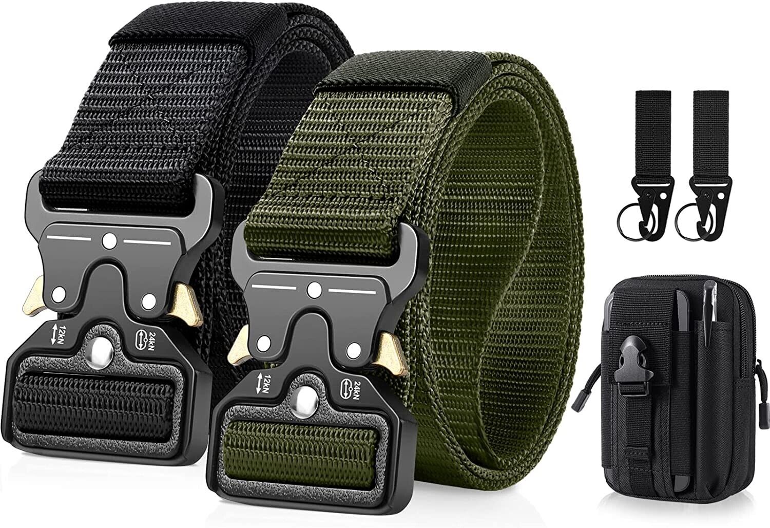 2x Taktischer Nylongürtel Arbeitsgürtel Militär Gürtel Herren Outdoor Schwarz DE