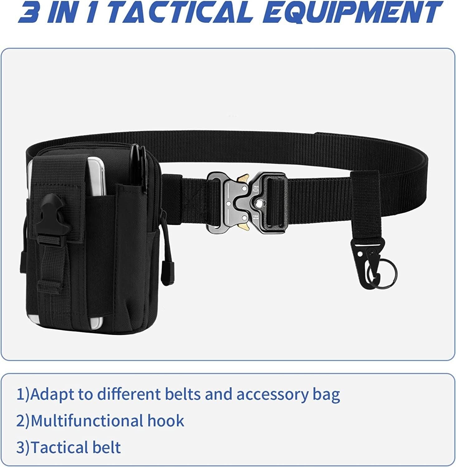 2x Taktischer Nylongürtel Arbeitsgürtel Militär Gürtel Herren Outdoor Schwarz DE