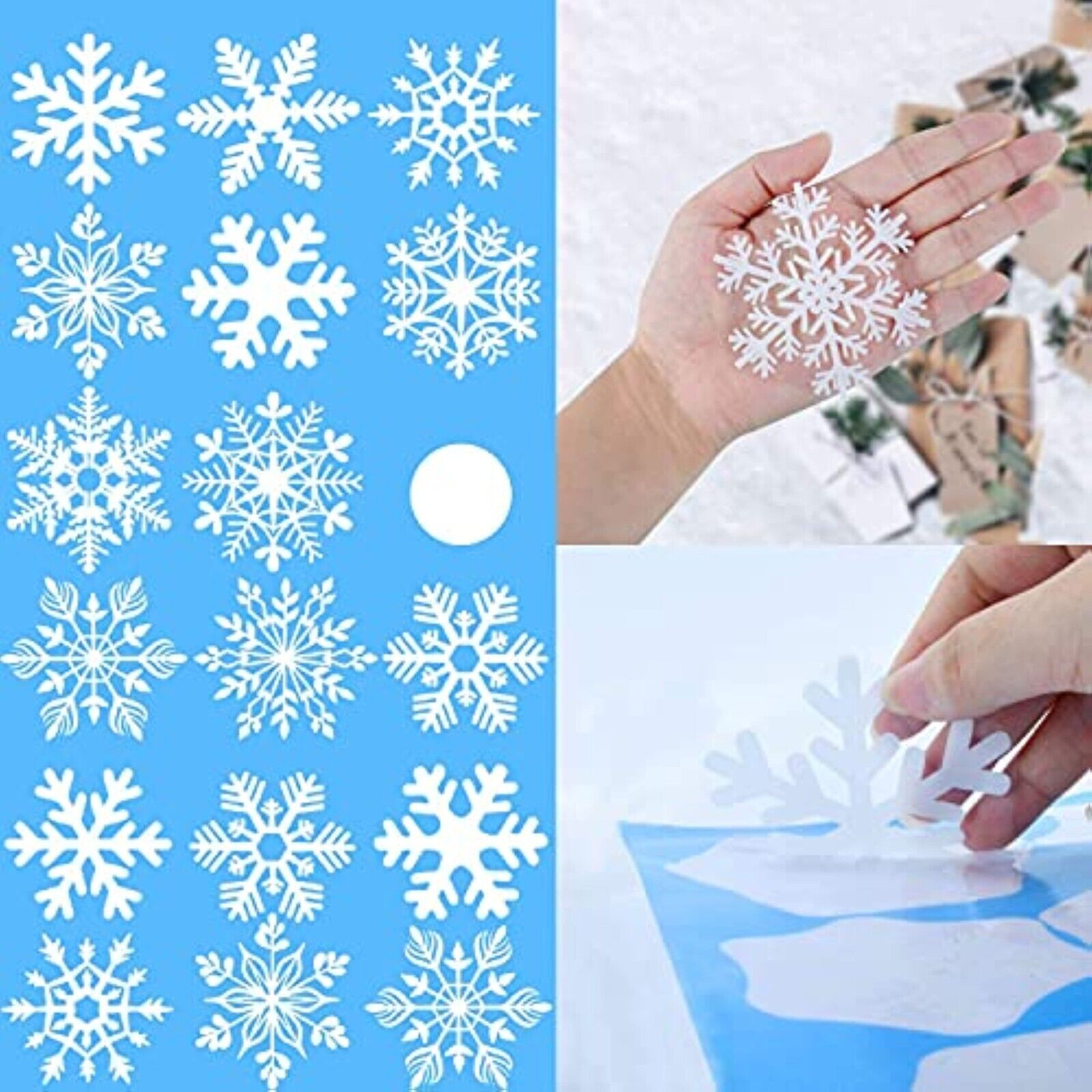 NEW! 154pcs Snowflake Window Decoration Christmas Window Stickers 