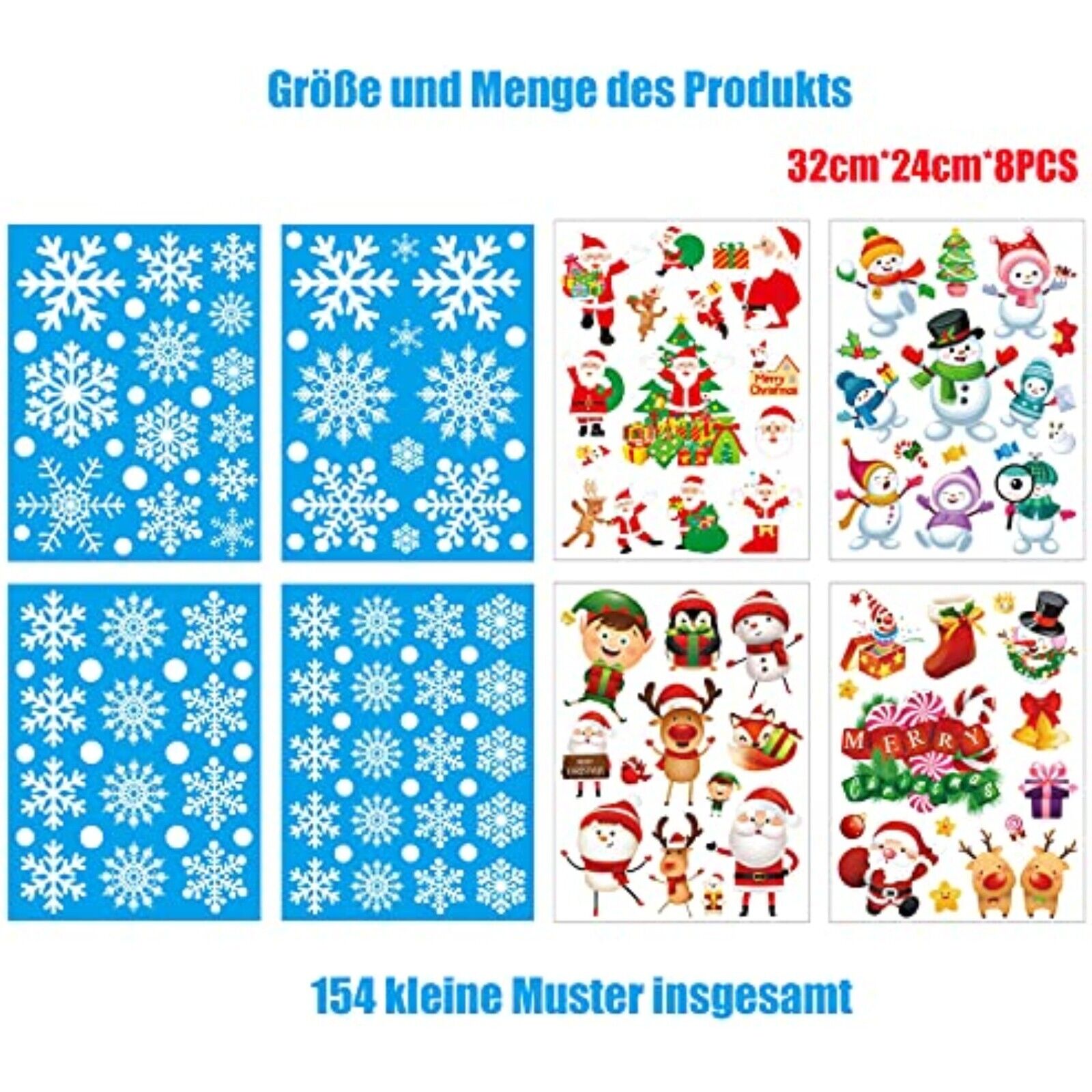 NEW! 154pcs Snowflake Window Decoration Christmas Window Stickers 
