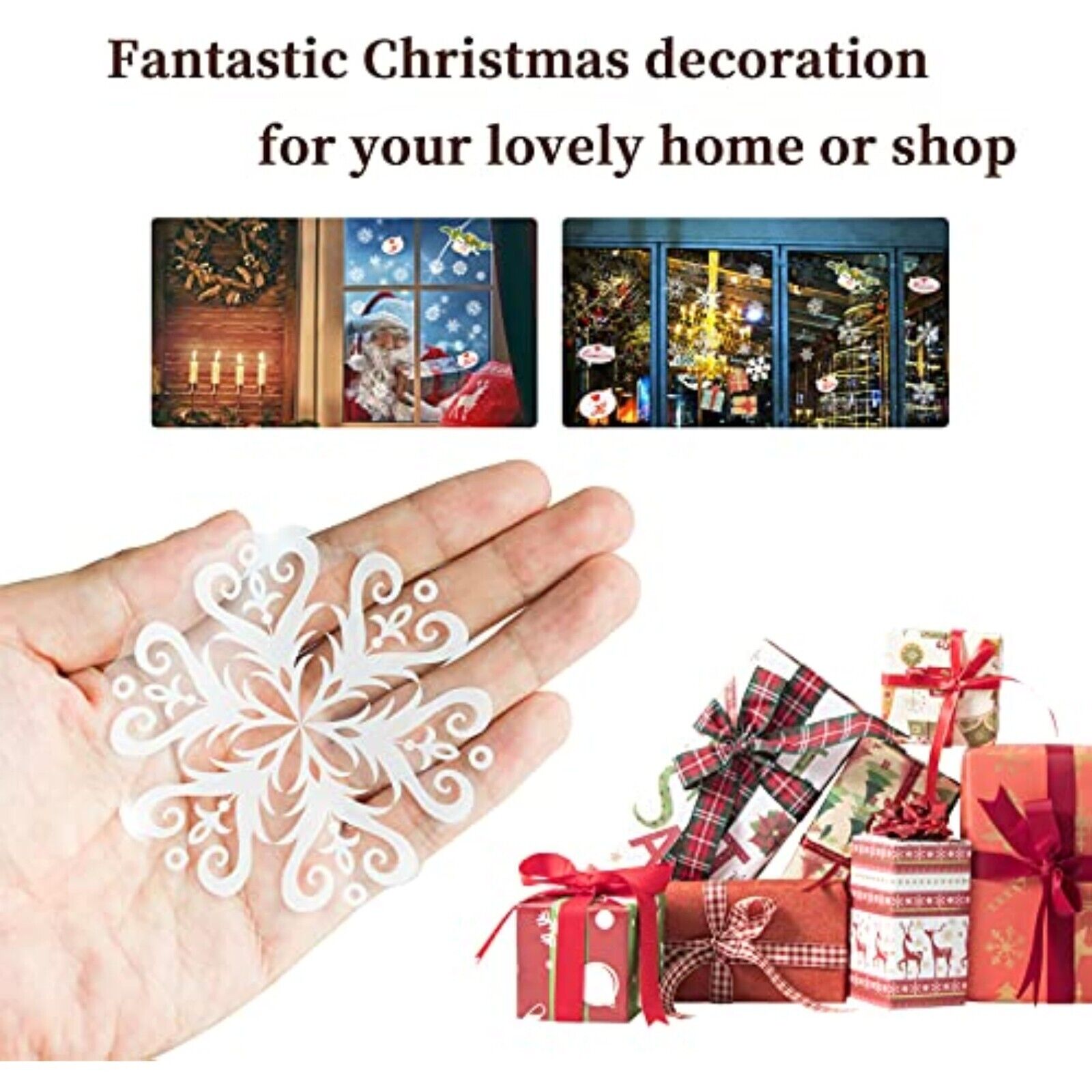 103 Stück Weihnachten Fensteraufkleber – Statische Fensterbilder mit Schneeflocken, Santa, Rentier & Wintermotiven, Wiederverwendbar