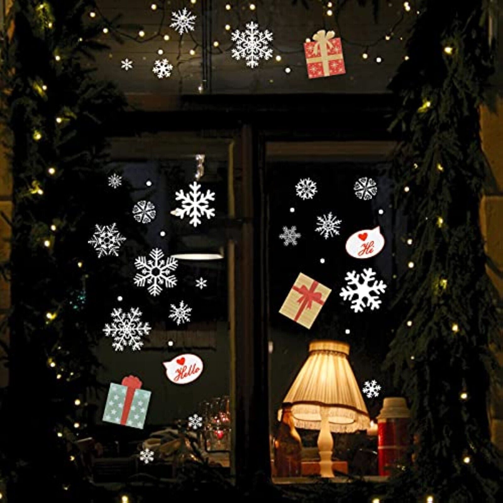 103 Stück Weihnachten Fensteraufkleber – Statische Fensterbilder mit Schneeflocken, Santa, Rentier & Wintermotiven, Wiederverwendbar