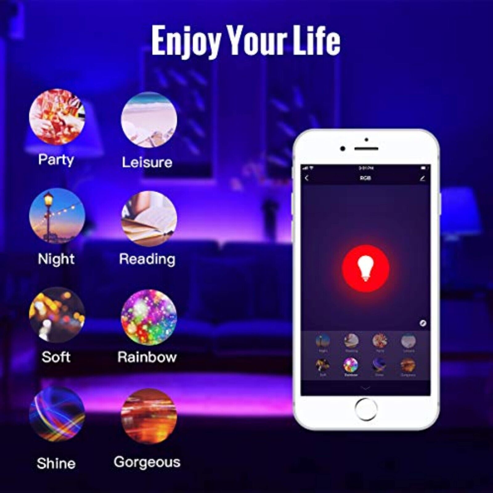 2 pieces x WLAN LED lamp E27 9W bulb dimmable app control for Alexa Google 