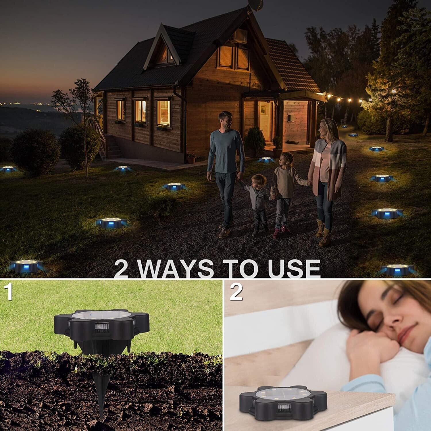 4 Solarleuchte Bodenstrahler Außen Lampe IP65 Gartenleuchten Garten Solarlampen
