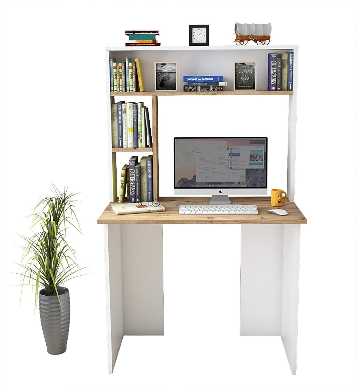 Computer desk, work table, mobile office table, PC table with shelves 