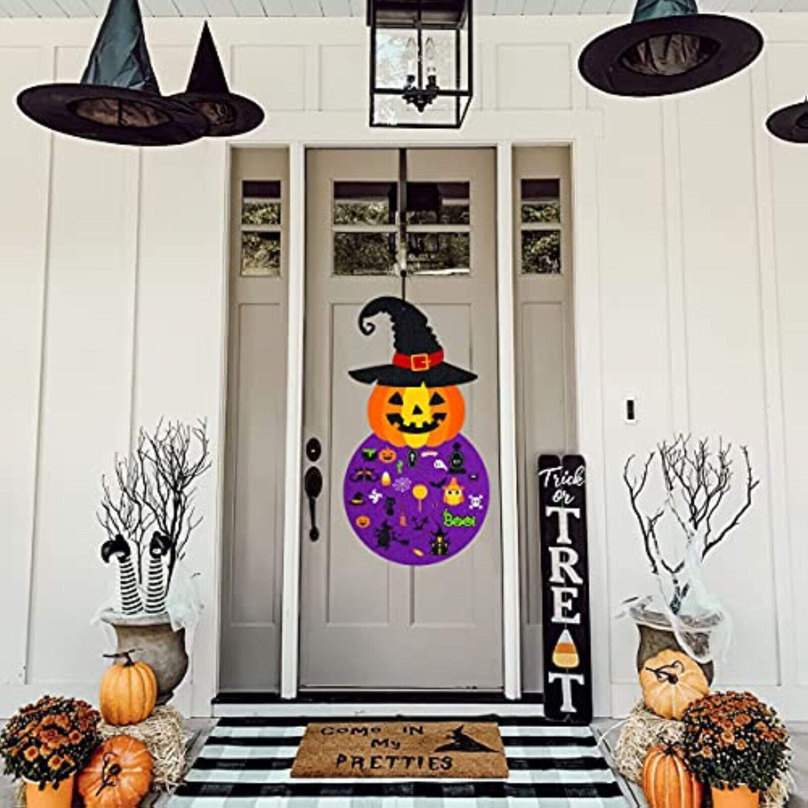 Halloween Filz Kürbis Set 55-teilig – Deko & Bastelset mit Hexe, Geistern & Spinnen