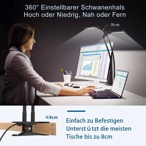 Schreibtischlampe Dimmbar Flexiblem,Schreibtischlampe Tageslicht für Compute NEU