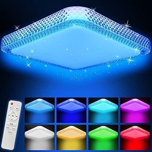 RGB LED CEILING LIGHT DIMMABLE CEILING LAMP STARRY SKY LIVING ROOM REMOTE CONTROL 