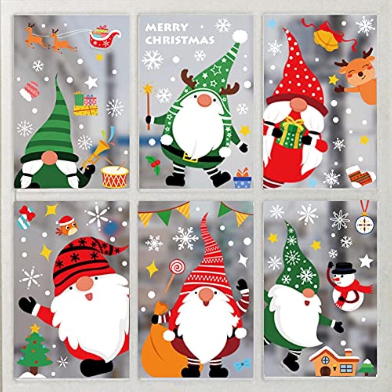 10 Bögen Weihnachten Fensterbilder – Selbstklebende PVC Weihnachtsaufkleber, Wiederverwendbar, Für Fenster & Glatte Flächen