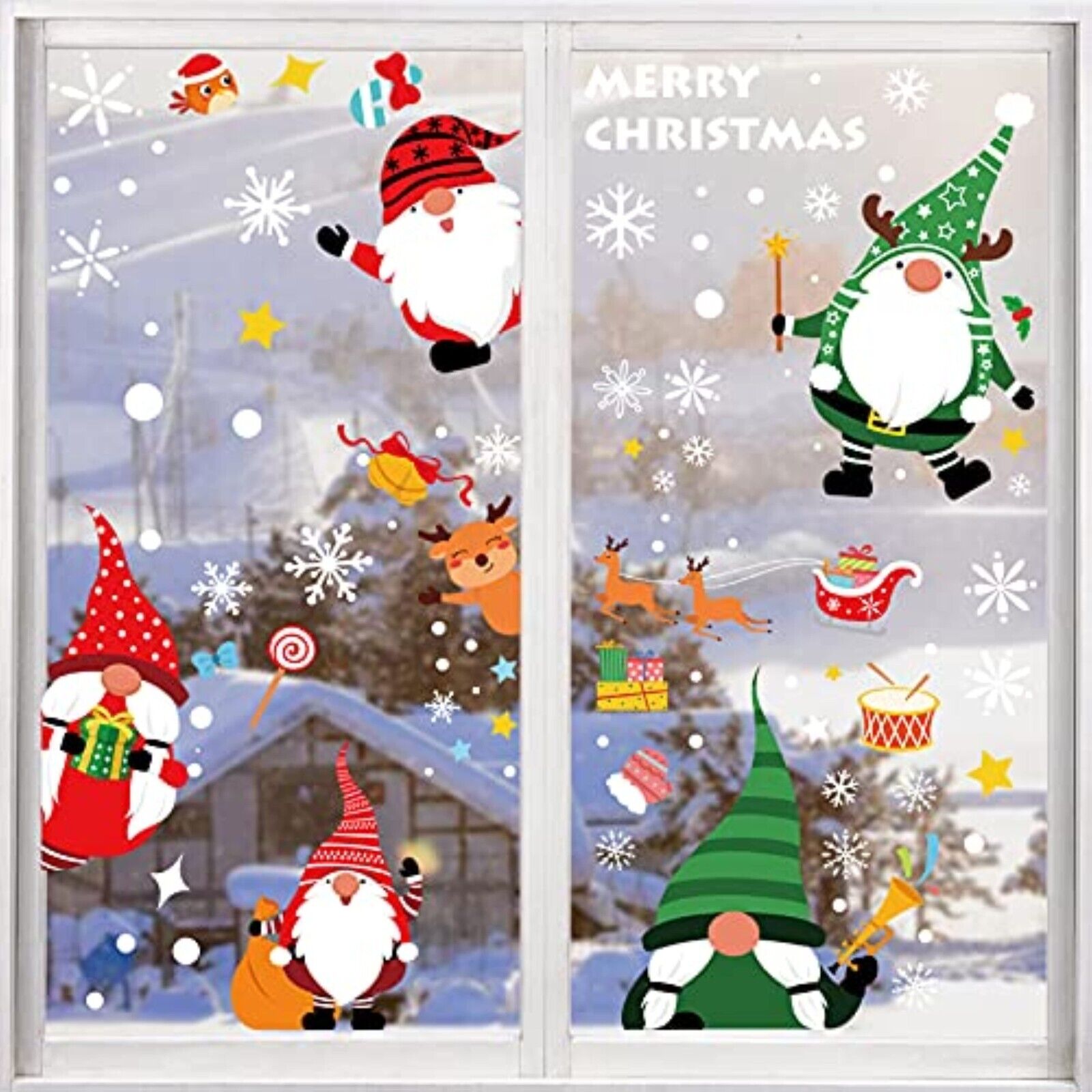 10 Bögen Weihnachten Fensterbilder – Selbstklebende PVC Weihnachtsaufkleber, Wiederverwendbar, Für Fenster & Glatte Flächen
