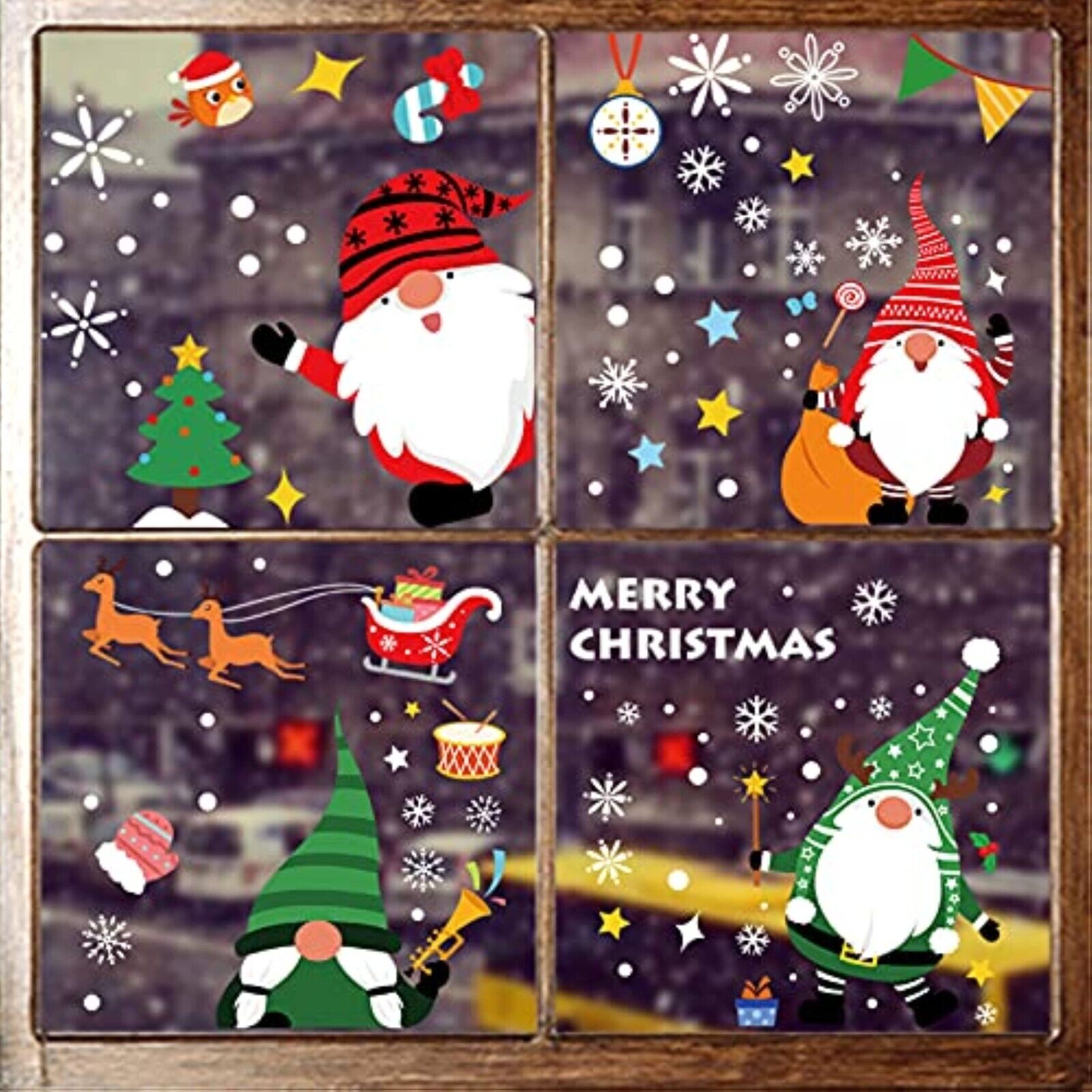 10 Bögen Weihnachten Fensterbilder – Selbstklebende PVC Weihnachtsaufkleber, Wiederverwendbar, Für Fenster & Glatte Flächen