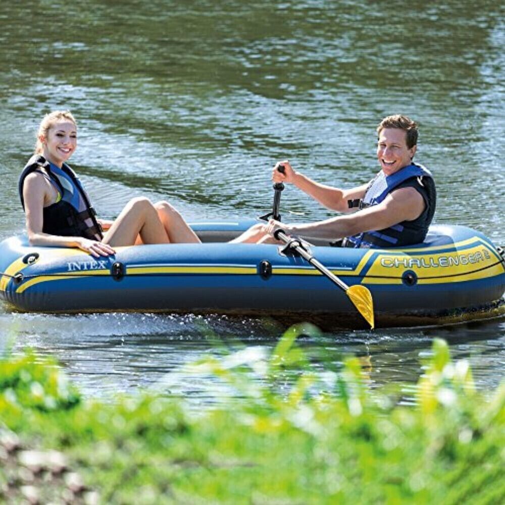 Intex Challenger inflatable boat 3 set paddles people pump fishing boat 