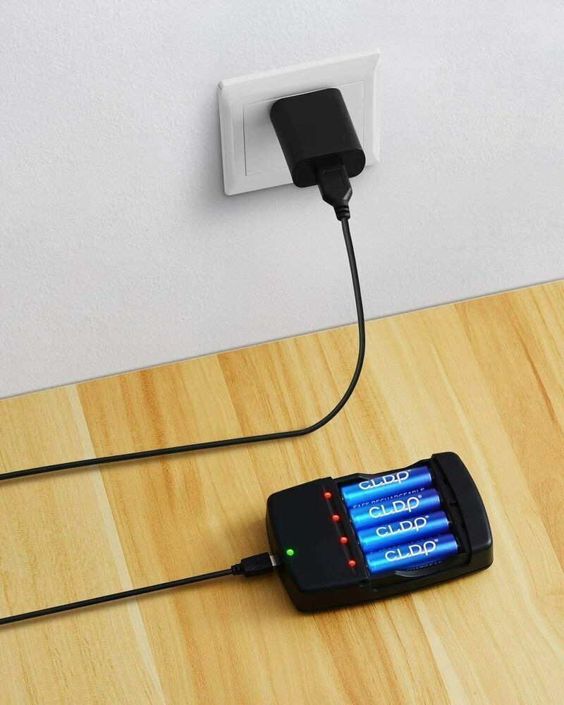 Ni-Zn Batterieladegerät Set mit 4x AA Akkus 2500mWh – USB Ladegerät für AA/AAA