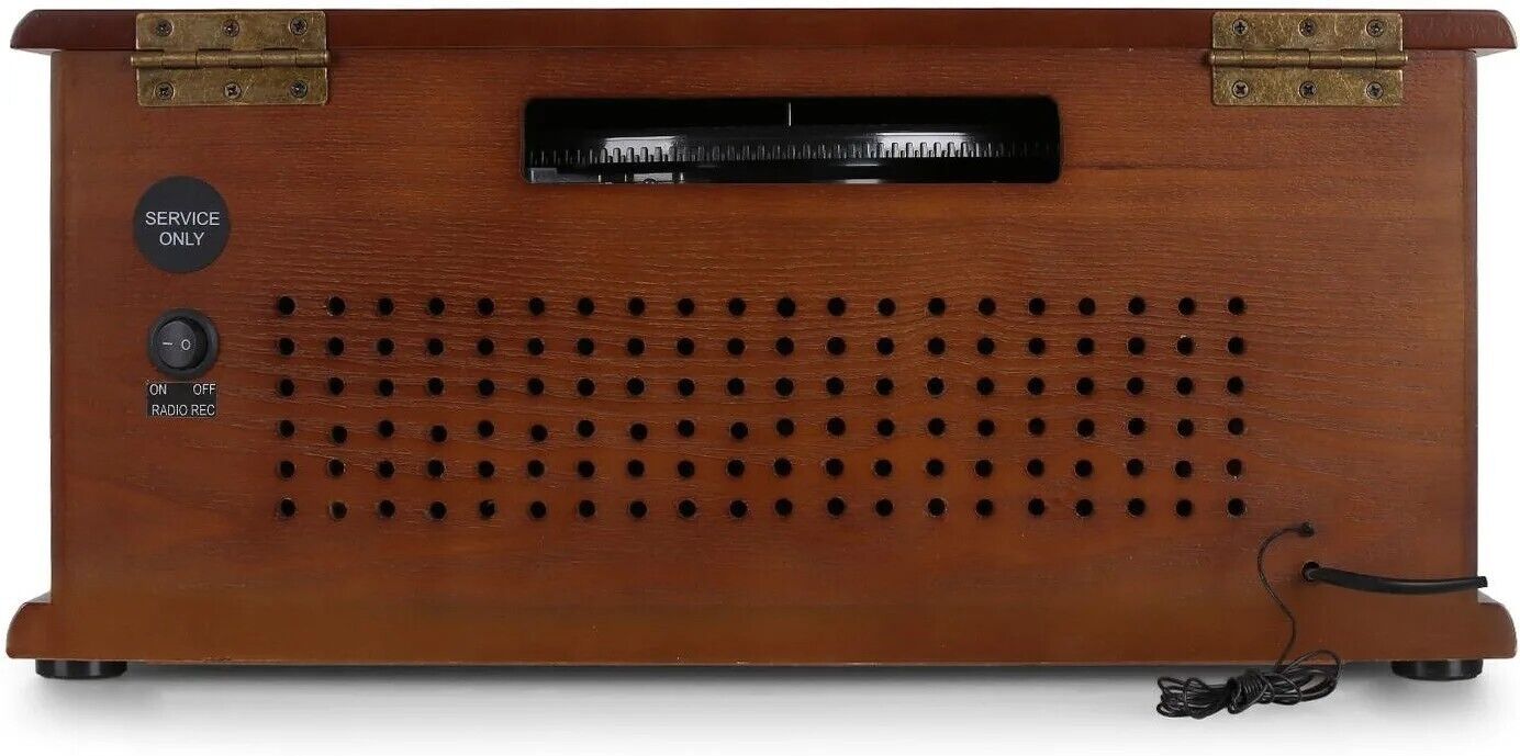 Nostalgie Holz Musikanlage – Retro Stereoanlage mit Plattenspieler, CD-Player, USB, Radio & Bluetooth