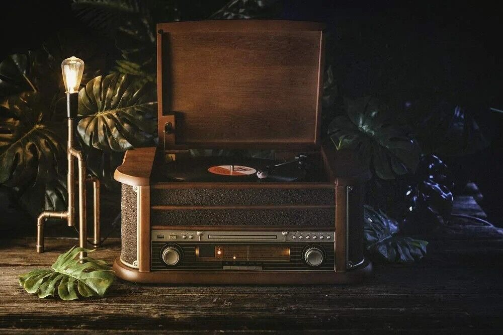 Retro record player record player player nostalgia wooden music system 