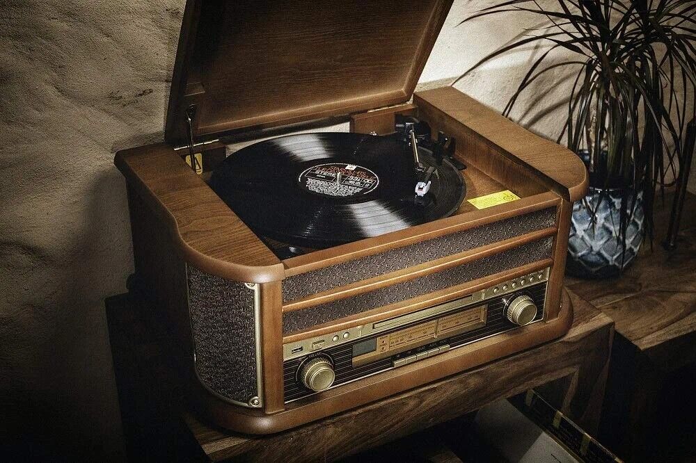 Retro record player record player player nostalgia wooden music system 
