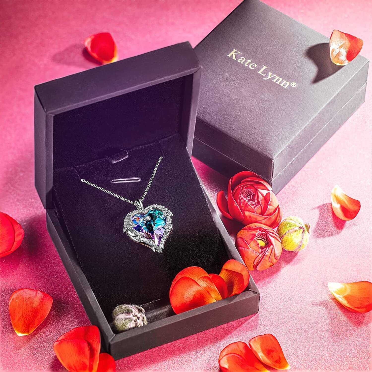 Ladies Necklace Heart Pendant Women Jewelry Chain Adjustable Guardian Angel Mom
