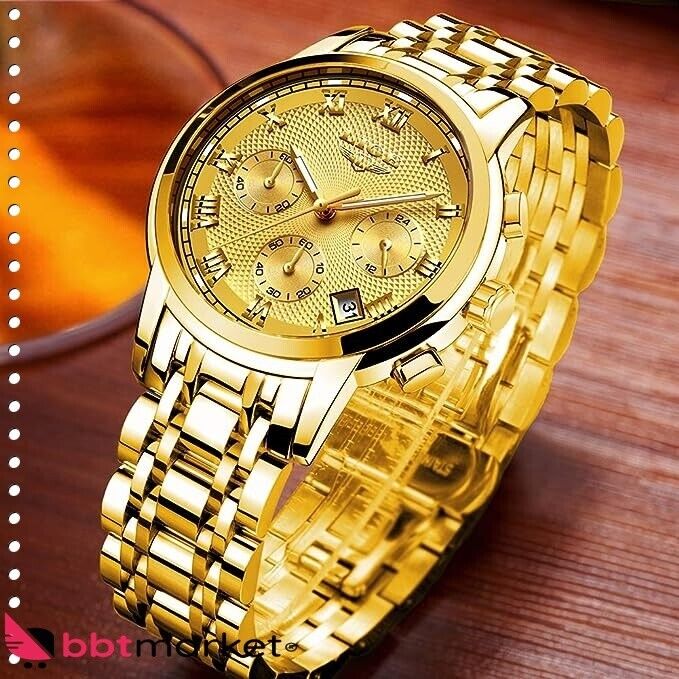 Herren Uhren Sport Wasserdicht Edelstahl  Analoger Quarz Chronograph Kalender