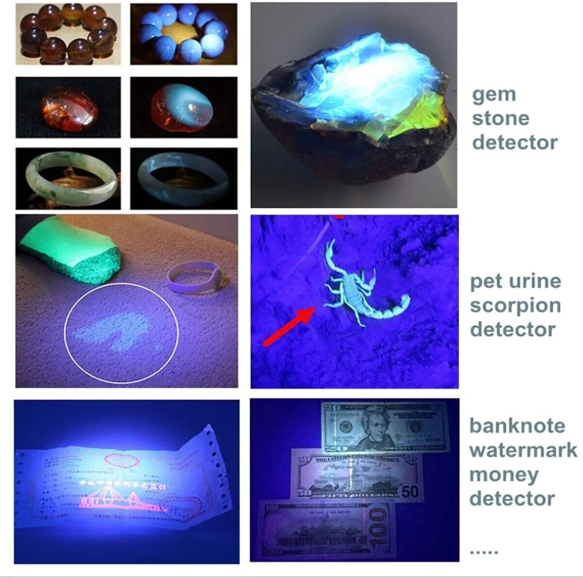 Mini 395nm UV Light Blacklight LED Flashlight Penlight Portable Pocketlight 