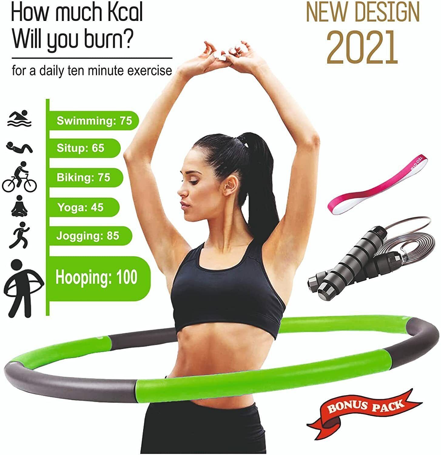 Hula Hoop, Springseil Reifen Bauchtrainer Fitness Schaumstoff 8-Teilig Massage