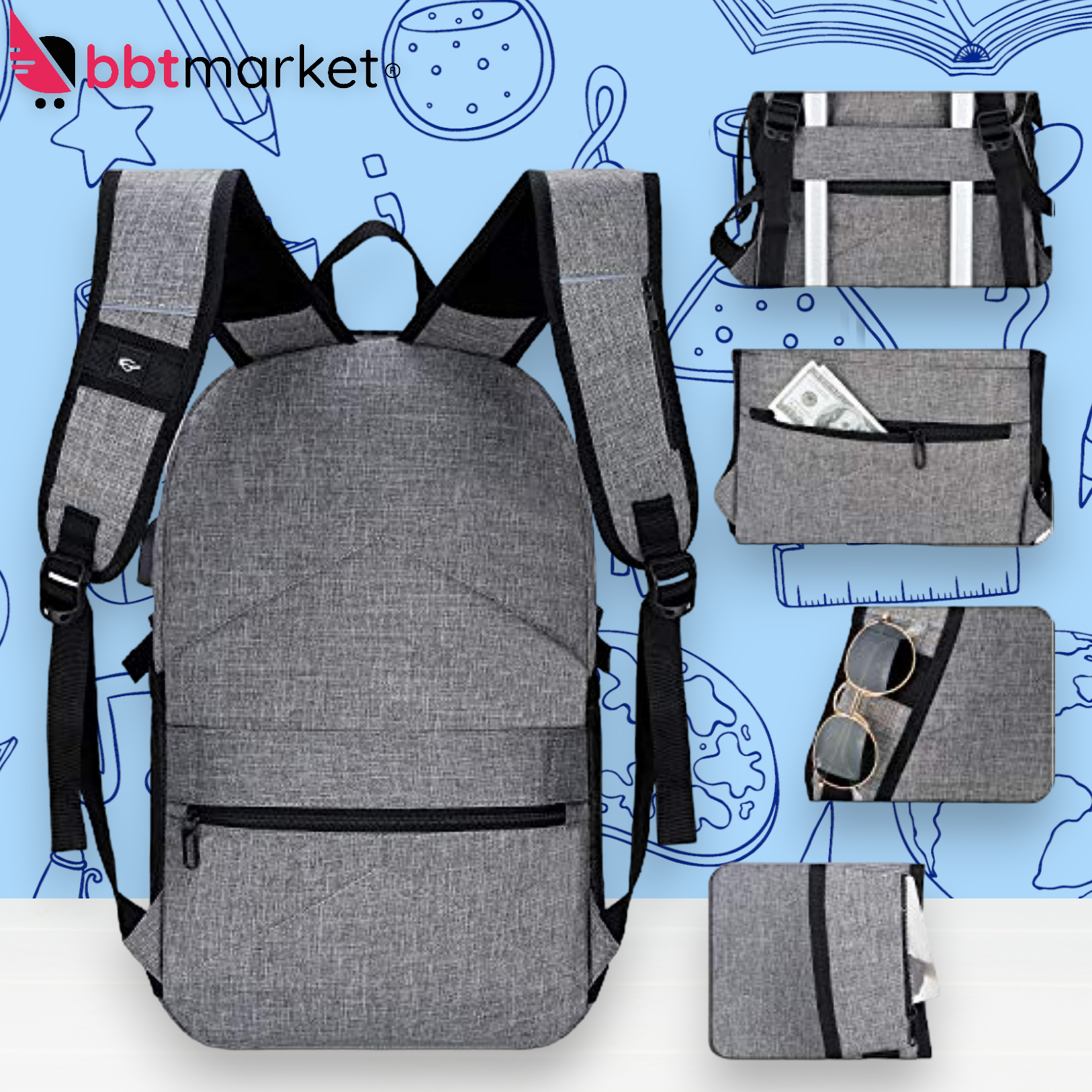 Men Women Laptop Backpack Waterproof Work School Backpack Anti-theft 