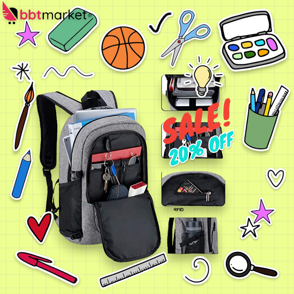 Men Women Laptop Backpack Waterproof Work School Backpack Anti-theft 