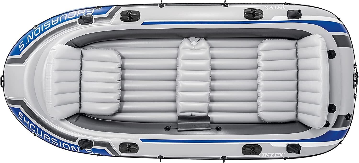 Intex Excursion 5 Inflatable Boat Set 366x168cm with Paddle &amp; Pump, 5 Persons