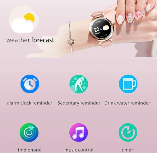 SmartWatch, Fitness Watch Women DIY 1.09" Touch Screen SpO2, IP68 Waterproof