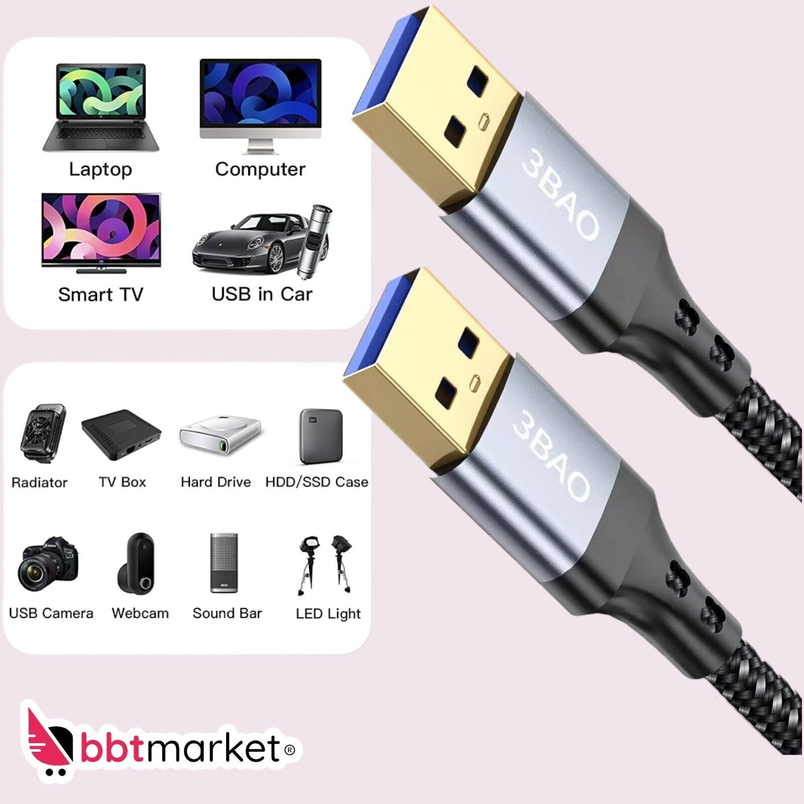 USB 3.0 cable 1m 2m NYLON extension cable A-plug extension Super Speed 