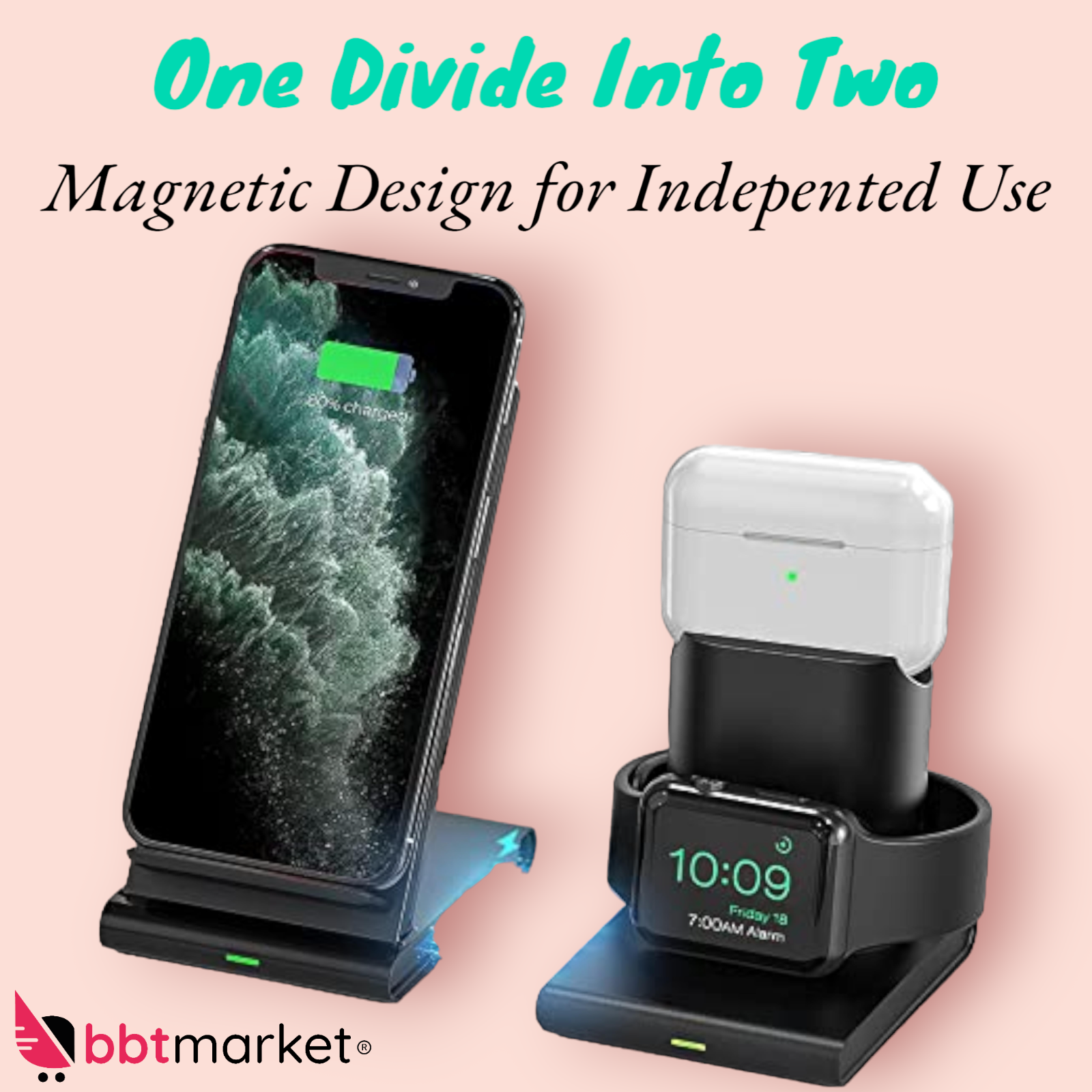 3 in 1 Qi Wireless Ladegerät – Schnellladestation für Smartphone, Uhr & Kopfhörer