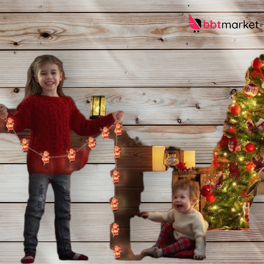 Lichterkette innen batterie,2m 20led Weihnachtsmann Weihnachtsdeko Lichtervorhan