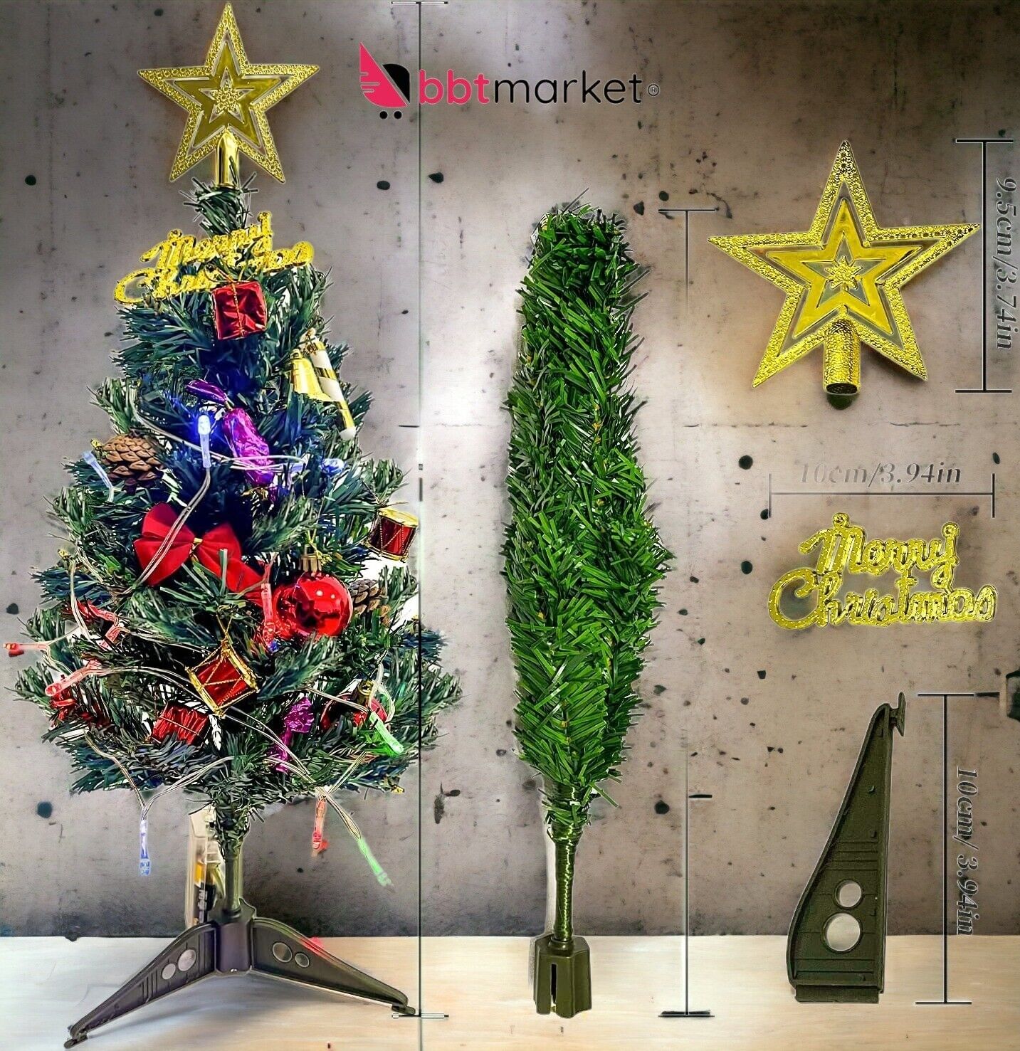 Mini Christmas tree table artificial fir tree small with LED lights NEW 