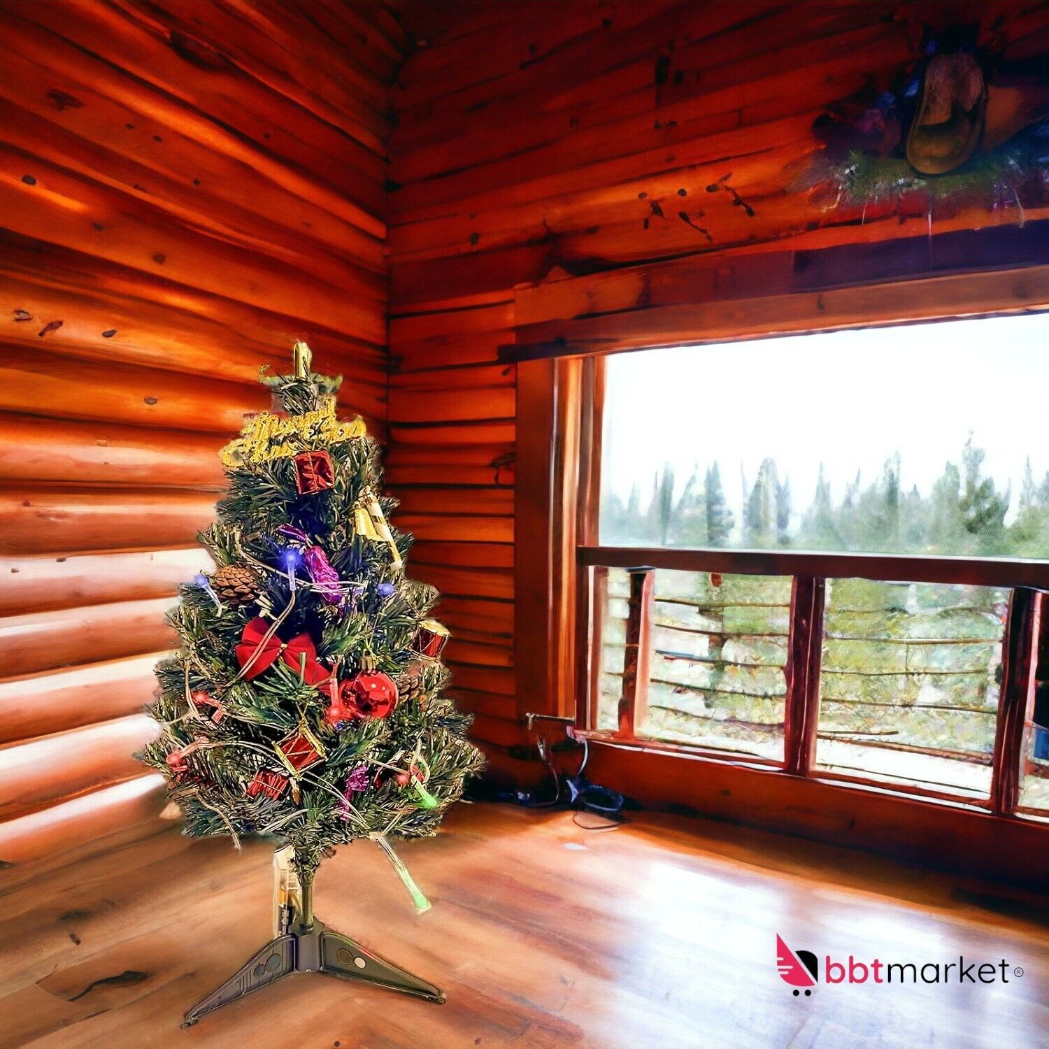 Mini Christmas tree table artificial fir tree small with LED lights NEW 