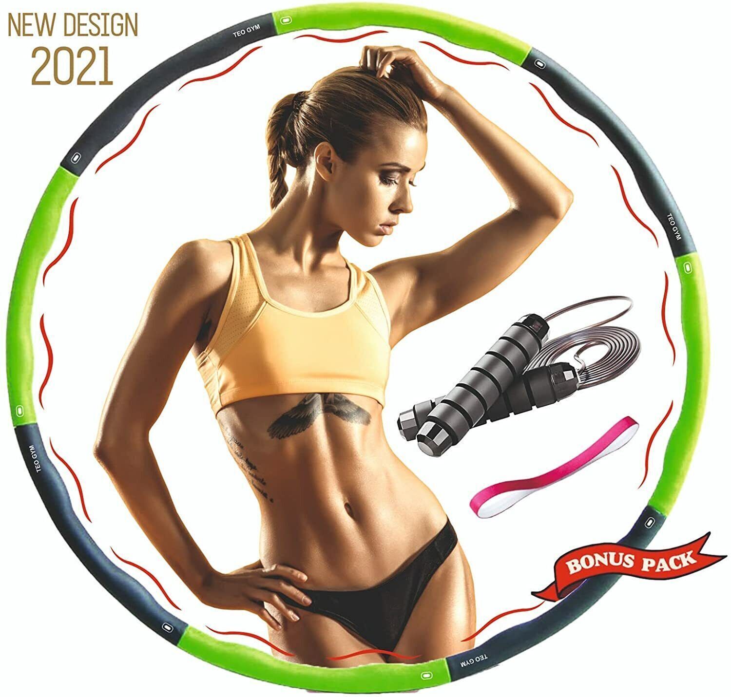 Hula Hoop, Skipping Rope Tire Abdominal Trainer Fitness Foam 8-Piece Massage 
